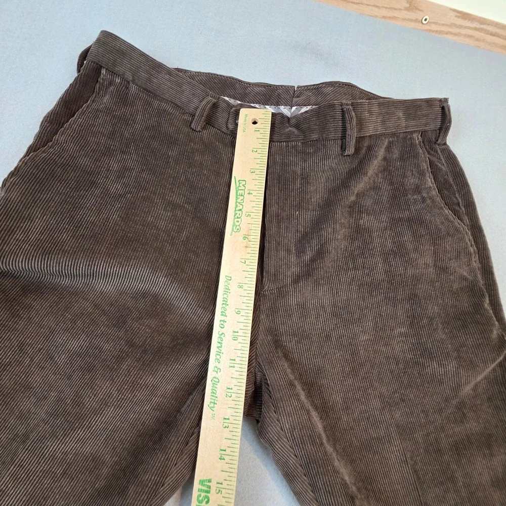 Peter Millar Nanoluxe Brown Corduroy Pants Mens 36x35 Straight Leg Flat Front
